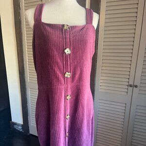 No Boundaries Dress / Jumper Faux Button Soft Ribbed Stretch Fabric